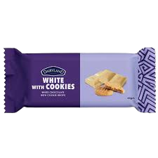 D/LAND WHITE W/COOKIES CHOC BAR 40G