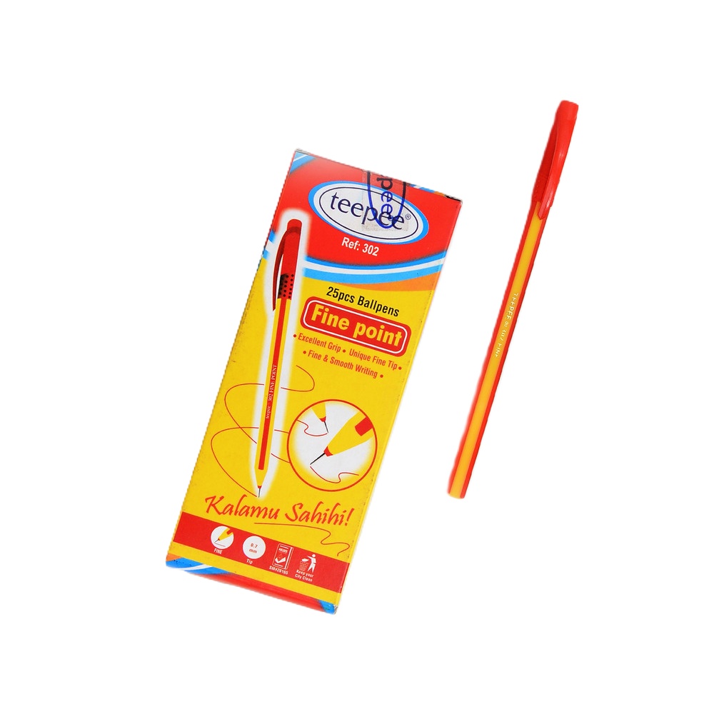 BALL PEN TEEPEE FINE TIP 302 RED