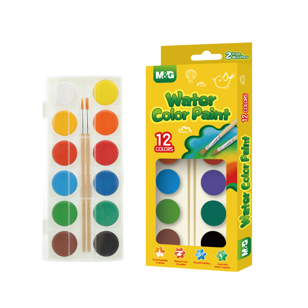 M&G WATER COL PAINTCAKE 12COL APLN6586